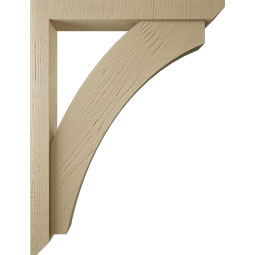 Ekena Millwork - BKTUR0352X26X34THR06RCPR - Timberthane Faux Wood Thorton Style Bracket w/ Offset Brace, Slat Ends, 3 1/2"W x 26"D x 34"H, Primed Tan