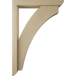 Ekena Millwork - BKTUR0352X26X38THR06RCPR - Timberthane Faux Wood Thorton Style Bracket w/ Offset Brace, Slat Ends, 3 1/2"W x 26"D x 38"H, Primed Tan