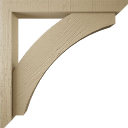 Ekena Millwork - BKTUR0352X28X28THR06RCPR - Timberthane Faux Wood Thorton Style Bracket w/ Offset Brace, Slat Ends, 3 1/2"W x 28"D x 28"H, Primed Tan
