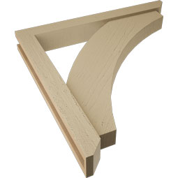Ekena Millwork - BKTUR0352X28X28THR06RCPR - Timberthane Faux Wood Thorton Style Bracket w/ Offset Brace, Slat Ends, 3 1/2"W x 28"D x 28"H, Primed Tan