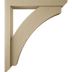 Ekena Millwork - BKTUR0352X28X32THR06RCPR - Timberthane Faux Wood Thorton Style Bracket w/ Offset Brace, Slat Ends, 3 1/2"W x 28"D x 32"H, Primed Tan