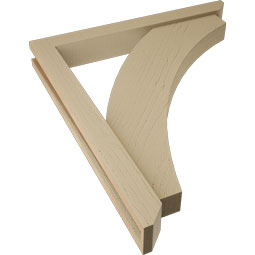 Ekena Millwork - BKTUR0352X28X32THR06RCPR - Timberthane Faux Wood Thorton Style Bracket w/ Offset Brace, Slat Ends, 3 1/2"W x 28"D x 32"H, Primed Tan