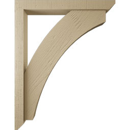 Ekena Millwork - BKTUR0352X28X36THR06RCPR - Timberthane Faux Wood Thorton Style Bracket w/ Offset Brace, Slat Ends, 3 1/2"W x 28"D x 36"H, Primed Tan