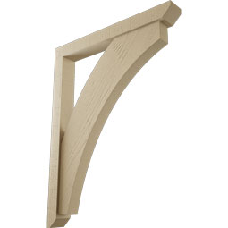 Ekena Millwork - BKTUR0352X28X36THR06RCPR - Timberthane Faux Wood Thorton Style Bracket w/ Offset Brace, Slat Ends, 3 1/2"W x 28"D x 36"H, Primed Tan