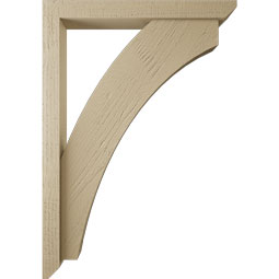 Ekena Millwork - BKTUR0352X28X40THR06RCPR - Timberthane Faux Wood Thorton Style Bracket w/ Offset Brace, Slat Ends, 3 1/2"W x 28"D x 40"H, Primed Tan