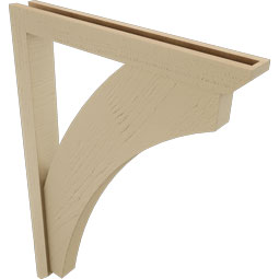Ekena Millwork - BKTUR0352X28X40THR06RCPR - Timberthane Faux Wood Thorton Style Bracket w/ Offset Brace, Slat Ends, 3 1/2"W x 28"D x 40"H, Primed Tan