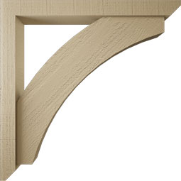 Ekena Millwork - BKTUR0352X30X30THR06RCPR - Timberthane Faux Wood Thorton Style Bracket w/ Offset Brace, Slat Ends, 3 1/2"W x 30"D x 30"H, Primed Tan