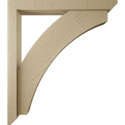 Ekena Millwork - BKTUR0352X30X34THR06RCPR - Timberthane Faux Wood Thorton Style Bracket w/ Offset Brace, Slat Ends, 3 1/2"W x 30"D x 34"H, Primed Tan