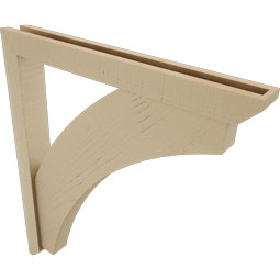 Ekena Millwork - BKTUR0352X30X34THR06RCPR - Timberthane Faux Wood Thorton Style Bracket w/ Offset Brace, Slat Ends, 3 1/2"W x 30"D x 34"H, Primed Tan