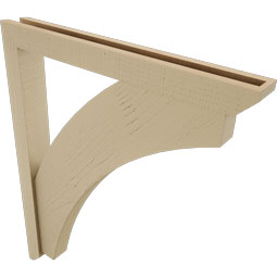 Ekena Millwork - BKTUR0352X30X36THR06RCPR - Timberthane Faux Wood Thorton Style Bracket w/ Offset Brace, Slat Ends, 3 1/2"W x 30"D x 36"H, Primed Tan