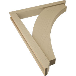 Ekena Millwork - BKTUR0352X30X36THR06RCPR - Timberthane Faux Wood Thorton Style Bracket w/ Offset Brace, Slat Ends, 3 1/2"W x 30"D x 36"H, Primed Tan
