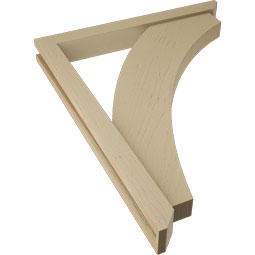 Ekena Millwork - BKTUR0352X30X38THR06RCPR - Timberthane Faux Wood Thorton Style Bracket w/ Offset Brace, Slat Ends, 3 1/2"W x 30"D x 38"H, Primed Tan