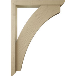 Ekena Millwork - BKTUR0352X30X42THR06RCPR - Timberthane Faux Wood Thorton Style Bracket w/ Offset Brace, Slat Ends, 3 1/2"W x 30"D x 42"H, Primed Tan