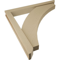 Ekena Millwork - BKTUR0352X32X32THR06RCPR - Timberthane Faux Wood Thorton Style Bracket w/ Offset Brace, Slat Ends, 3 1/2"W x 32"D x 32"H, Primed Tan