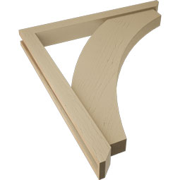 Ekena Millwork - BKTUR0352X32X36THR06RCPR - Timberthane Faux Wood Thorton Style Bracket w/ Offset Brace, Slat Ends, 3 1/2"W x 32"D x 36"H, Primed Tan