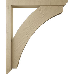 Ekena Millwork - BKTUR0352X32X38THR06RCPR - Timberthane Faux Wood Thorton Style Bracket w/ Offset Brace, Slat Ends, 3 1/2"W x 32"D x 38"H, Primed Tan