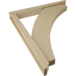 Ekena Millwork - BKTUR0352X32X38THR06RCPR - Timberthane Faux Wood Thorton Style Bracket w/ Offset Brace, Slat Ends, 3 1/2"W x 32"D x 38"H, Primed Tan