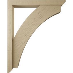 Ekena Millwork - BKTUR0352X32X40THR06RCPR - Timberthane Faux Wood Thorton Style Bracket w/ Offset Brace, Slat Ends, 3 1/2"W x 32"D x 40"H, Primed Tan