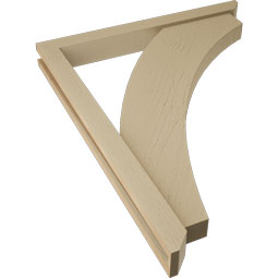 Ekena Millwork - BKTUR0352X32X40THR06RCPR - Timberthane Faux Wood Thorton Style Bracket w/ Offset Brace, Slat Ends, 3 1/2"W x 32"D x 40"H, Primed Tan