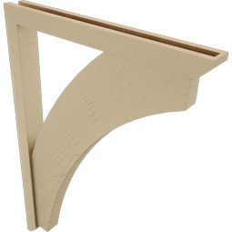 Ekena Millwork - BKTUR0352X32X44THR06RCPR - Timberthane Faux Wood Thorton Style Bracket w/ Offset Brace, Slat Ends, 3 1/2"W x 32"D x 44"H, Primed Tan