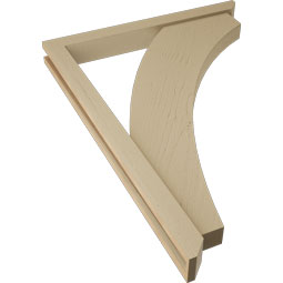 Ekena Millwork - BKTUR0352X32X44THR06RCPR - Timberthane Faux Wood Thorton Style Bracket w/ Offset Brace, Slat Ends, 3 1/2"W x 32"D x 44"H, Primed Tan