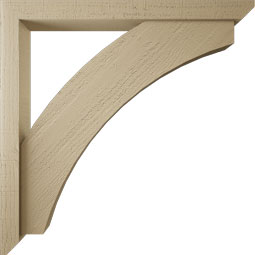 Ekena Millwork - BKTUR0352X34X34THR06RCPR - Timberthane Faux Wood Thorton Style Bracket w/ Offset Brace, Slat Ends, 3 1/2"W x 34"D x 34"H, Primed Tan