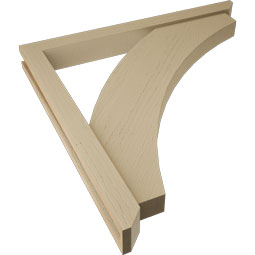 Ekena Millwork - BKTUR0352X34X34THR06RCPR - Timberthane Faux Wood Thorton Style Bracket w/ Offset Brace, Slat Ends, 3 1/2"W x 34"D x 34"H, Primed Tan