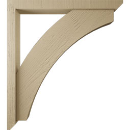 Ekena Millwork - BKTUR0352X34X38THR06RCPR - Timberthane Faux Wood Thorton Style Bracket w/ Offset Brace, Slat Ends, 3 1/2"W x 34"D x 38"H, Primed Tan