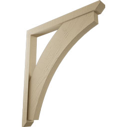 Ekena Millwork - BKTUR0352X34X38THR06RCPR - Timberthane Faux Wood Thorton Style Bracket w/ Offset Brace, Slat Ends, 3 1/2"W x 34"D x 38"H, Primed Tan