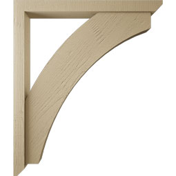 Ekena Millwork - BKTUR0352X34X40THR06RCPR - Timberthane Faux Wood Thorton Style Bracket w/ Offset Brace, Slat Ends, 3 1/2"W x 34"D x 40"H, Primed Tan