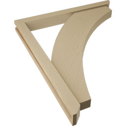 Ekena Millwork - BKTUR0352X34X40THR06RCPR - Timberthane Faux Wood Thorton Style Bracket w/ Offset Brace, Slat Ends, 3 1/2"W x 34"D x 40"H, Primed Tan