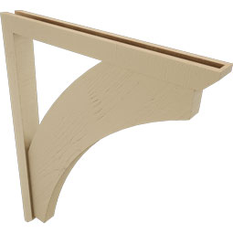 Ekena Millwork - BKTUR0352X34X42THR06RCPR - Timberthane Faux Wood Thorton Style Bracket w/ Offset Brace, Slat Ends, 3 1/2"W x 34"D x 42"H, Primed Tan