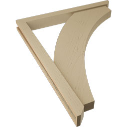 Ekena Millwork - BKTUR0352X34X42THR06RCPR - Timberthane Faux Wood Thorton Style Bracket w/ Offset Brace, Slat Ends, 3 1/2"W x 34"D x 42"H, Primed Tan