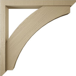Ekena Millwork - BKTUR0352X36X36THR06RCPR - Timberthane Faux Wood Thorton Style Bracket w/ Offset Brace, Slat Ends, 3 1/2"W x 36"D x 36"H, Primed Tan