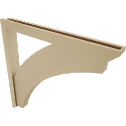 Ekena Millwork - BKTUR0352X36X36THR06RCPR - Timberthane Faux Wood Thorton Style Bracket w/ Offset Brace, Slat Ends, 3 1/2"W x 36"D x 36"H, Primed Tan