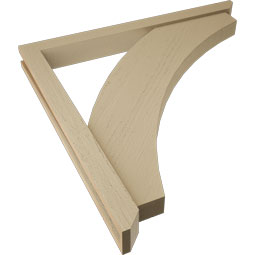 Ekena Millwork - BKTUR0352X36X36THR06RCPR - Timberthane Faux Wood Thorton Style Bracket w/ Offset Brace, Slat Ends, 3 1/2"W x 36"D x 36"H, Primed Tan