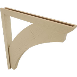 Ekena Millwork - BKTUR0352X36X40THR06RCPR - Timberthane Faux Wood Thorton Style Bracket w/ Offset Brace, Slat Ends, 3 1/2"W x 36"D x 40"H, Primed Tan