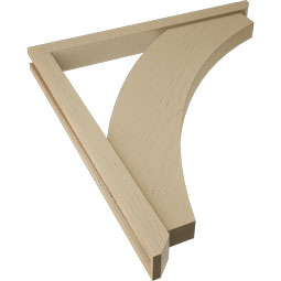 Ekena Millwork - BKTUR0352X36X40THR06RCPR - Timberthane Faux Wood Thorton Style Bracket w/ Offset Brace, Slat Ends, 3 1/2"W x 36"D x 40"H, Primed Tan