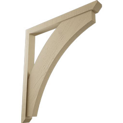 Ekena Millwork - BKTUR0352X36X40THR06RCPR - Timberthane Faux Wood Thorton Style Bracket w/ Offset Brace, Slat Ends, 3 1/2"W x 36"D x 40"H, Primed Tan