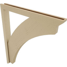 Ekena Millwork - BKTUR0352X36X44THR06RCPR - Timberthane Faux Wood Thorton Style Bracket w/ Offset Brace, Slat Ends, 3 1/2"W x 36"D x 44"H, Primed Tan