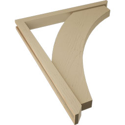 Ekena Millwork - BKTUR0352X36X44THR06RCPR - Timberthane Faux Wood Thorton Style Bracket w/ Offset Brace, Slat Ends, 3 1/2"W x 36"D x 44"H, Primed Tan