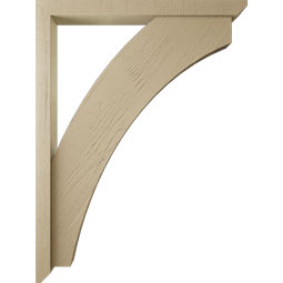Ekena Millwork - BKTUR0352X36X48THR06RCPR - Timberthane Faux Wood Thorton Style Bracket w/ Offset Brace, Slat Ends, 3 1/2"W x 36"D x 48"H, Primed Tan