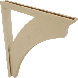 Ekena Millwork - BKTUR0352X36X48THR06RCPR - Timberthane Faux Wood Thorton Style Bracket w/ Offset Brace, Slat Ends, 3 1/2"W x 36"D x 48"H, Primed Tan