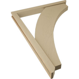 Ekena Millwork - BKTUR0352X36X48THR06RCPR - Timberthane Faux Wood Thorton Style Bracket w/ Offset Brace, Slat Ends, 3 1/2"W x 36"D x 48"H, Primed Tan