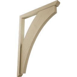 Ekena Millwork - BKTUR0352X36X48THR06RCPR - Timberthane Faux Wood Thorton Style Bracket w/ Offset Brace, Slat Ends, 3 1/2"W x 36"D x 48"H, Primed Tan