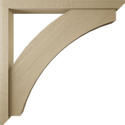 Ekena Millwork - BKTUR0352X38X38THR06RCPR - Timberthane Faux Wood Thorton Style Bracket w/ Offset Brace, Slat Ends, 3 1/2"W x 38"D x 38"H, Primed Tan