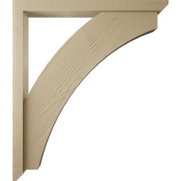 Ekena Millwork - BKTUR0352X38X44THR06RCPR - Timberthane Faux Wood Thorton Style Bracket w/ Offset Brace, Slat Ends, 3 1/2"W x 38"D x 44"H, Primed Tan