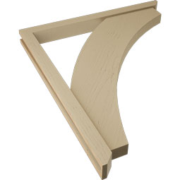 Ekena Millwork - BKTUR0352X38X44THR06RCPR - Timberthane Faux Wood Thorton Style Bracket w/ Offset Brace, Slat Ends, 3 1/2"W x 38"D x 44"H, Primed Tan