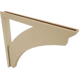 Ekena Millwork - BKTUR0352X40X40THR06RCPR - Timberthane Faux Wood Thorton Style Bracket w/ Offset Brace, Slat Ends, 3 1/2"W x 40"D x 40"H, Primed Tan