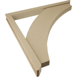 Ekena Millwork - BKTUR0352X40X40THR06RCPR - Timberthane Faux Wood Thorton Style Bracket w/ Offset Brace, Slat Ends, 3 1/2"W x 40"D x 40"H, Primed Tan